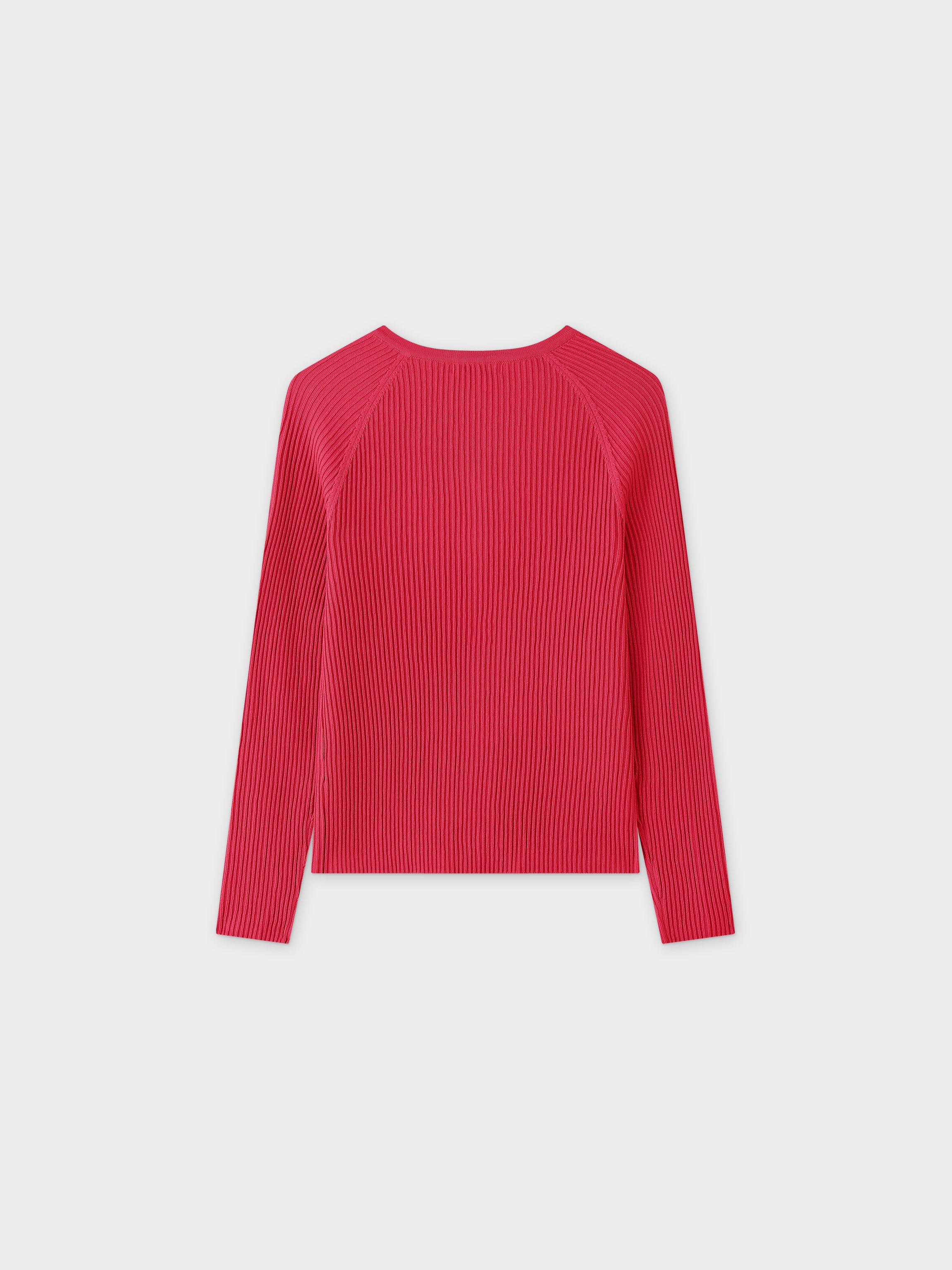 Ribbed Knit Cardigan-Hot Pink