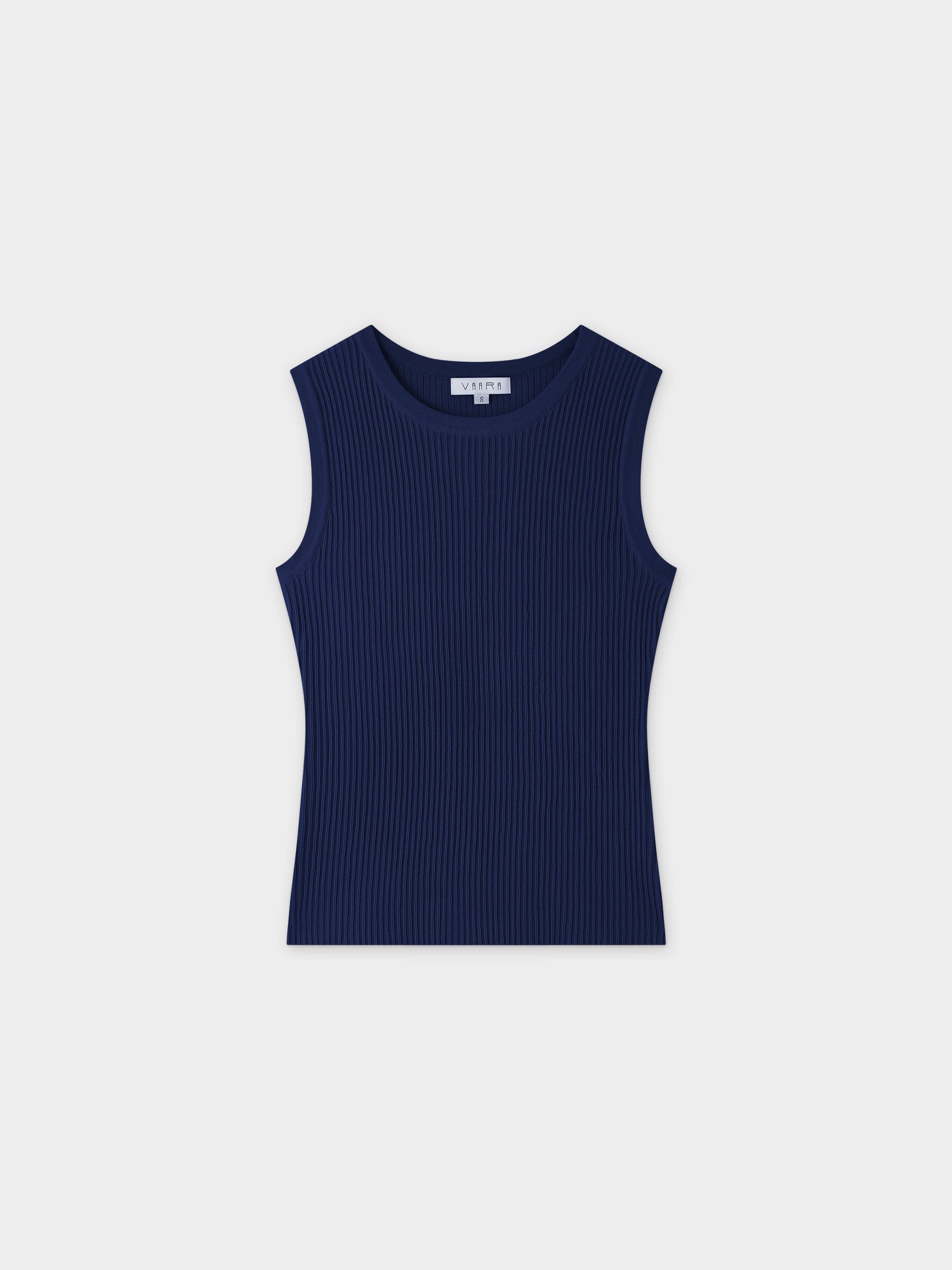 Sleeveless Ribbed Crew-Navy