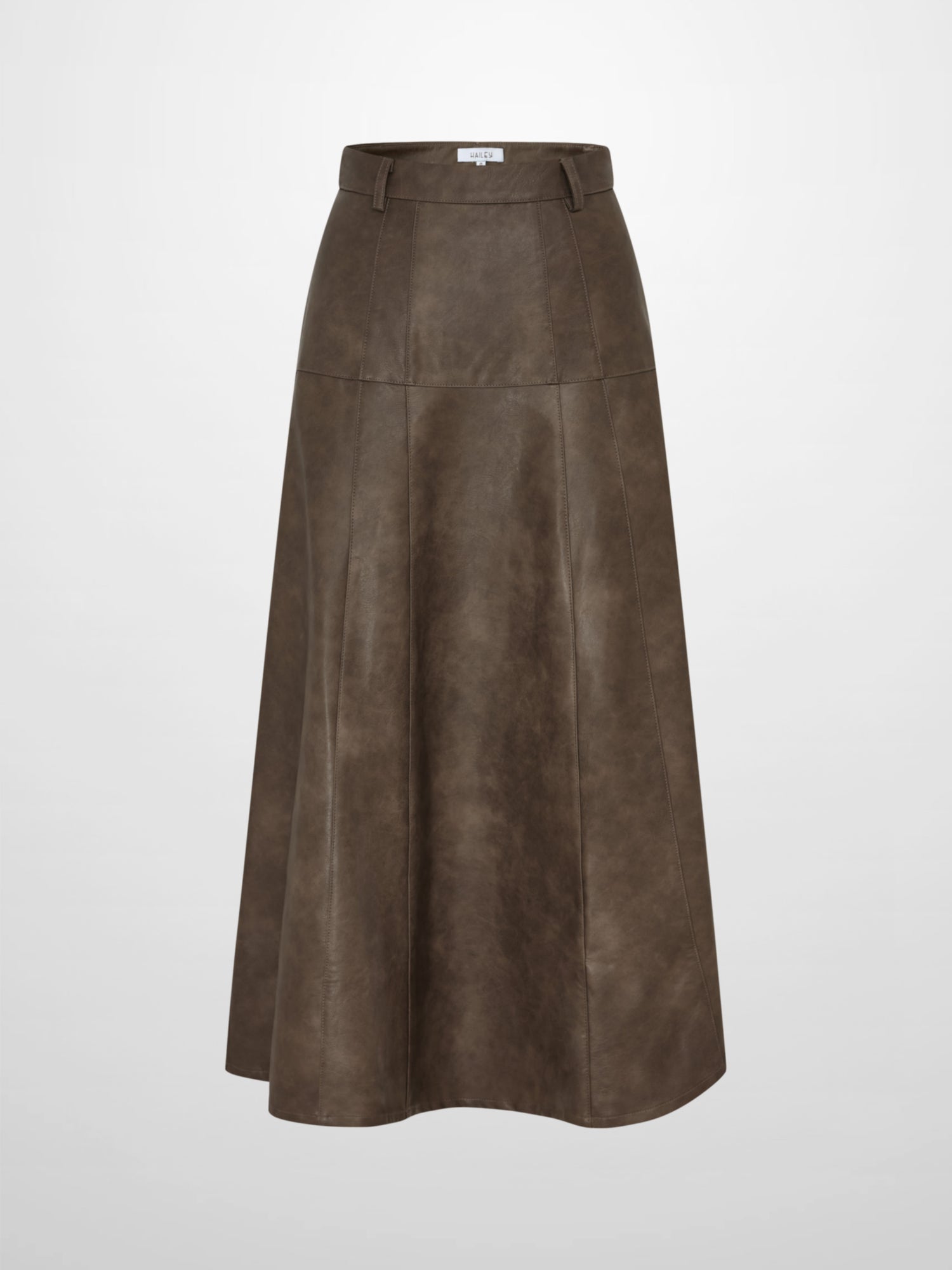 Smoked Faux Leather Skirt - Taupe