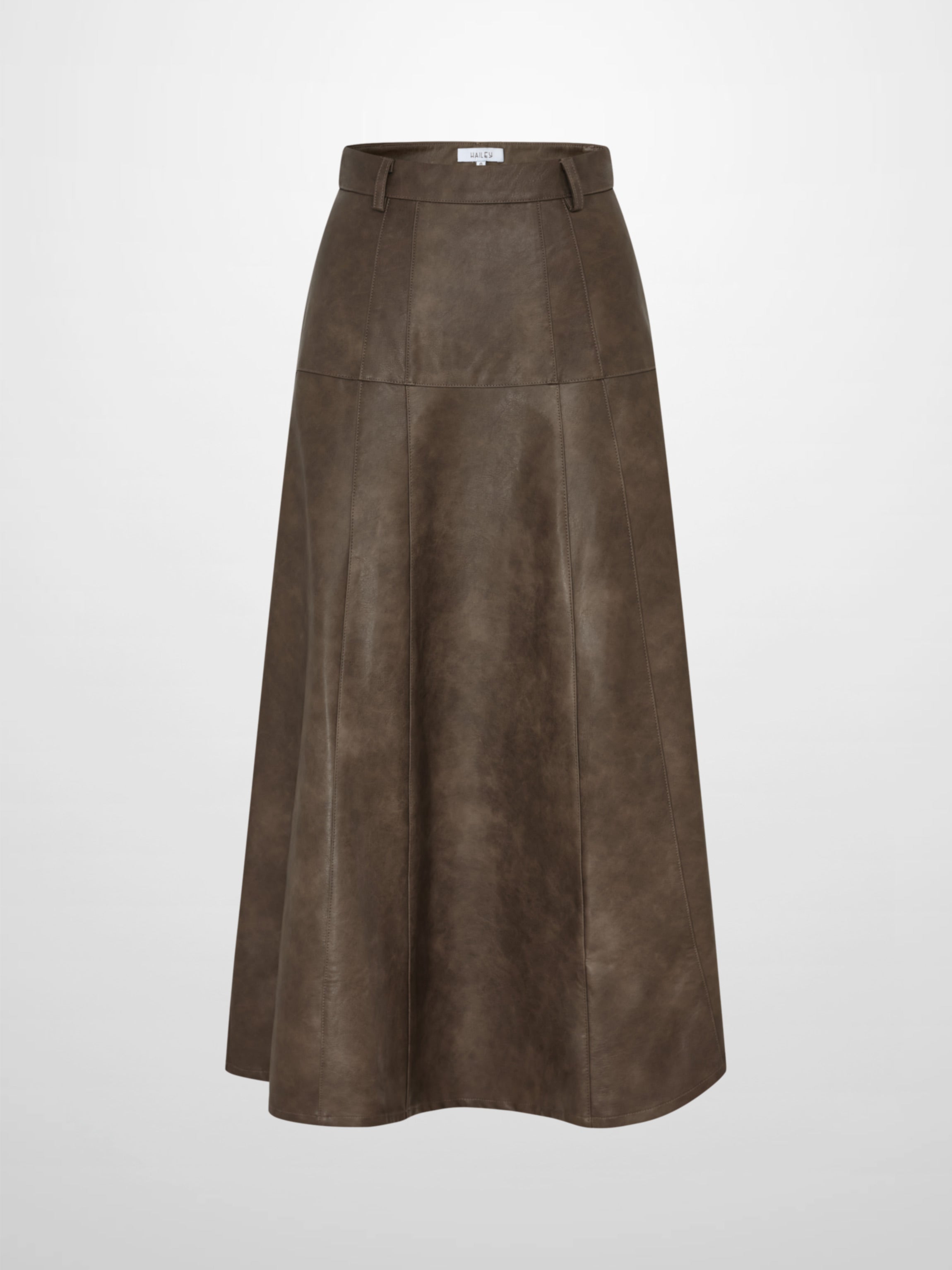 Smoked Faux Leather Skirt - Taupe