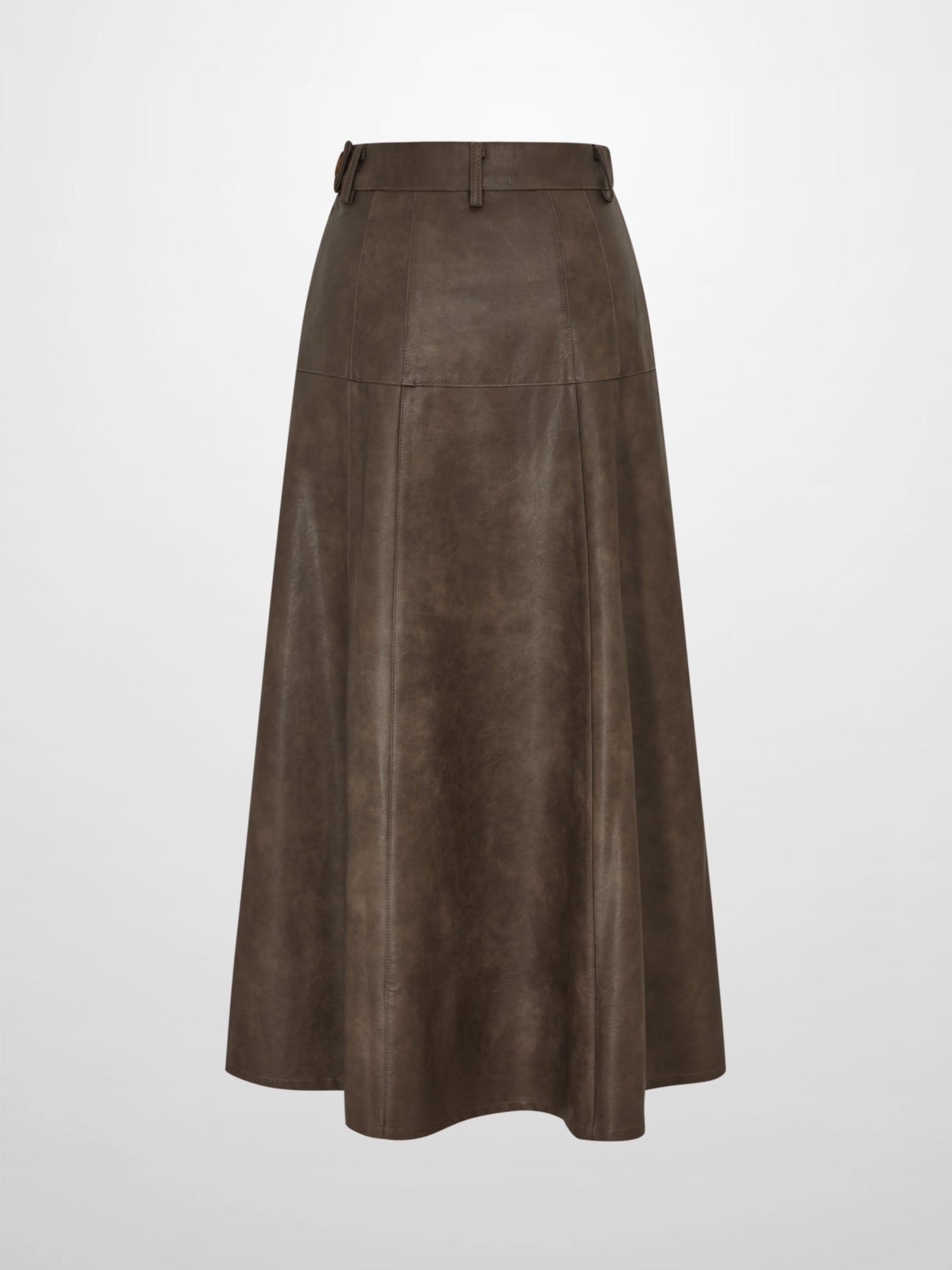 Smoked Faux Leather Skirt - Taupe