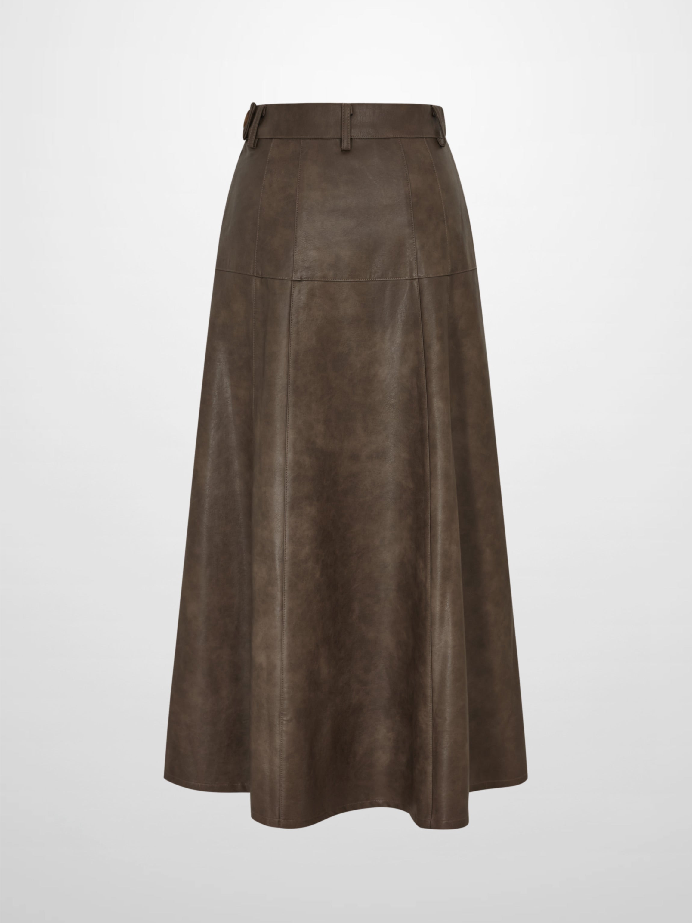 Smoked Faux Leather Skirt - Taupe