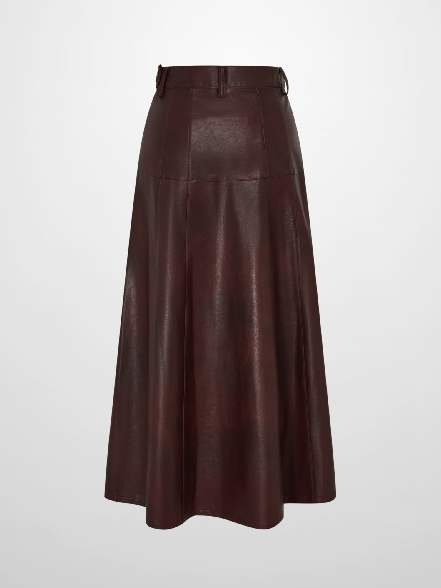 Smoked Faux Leather Skirt - Burgundy