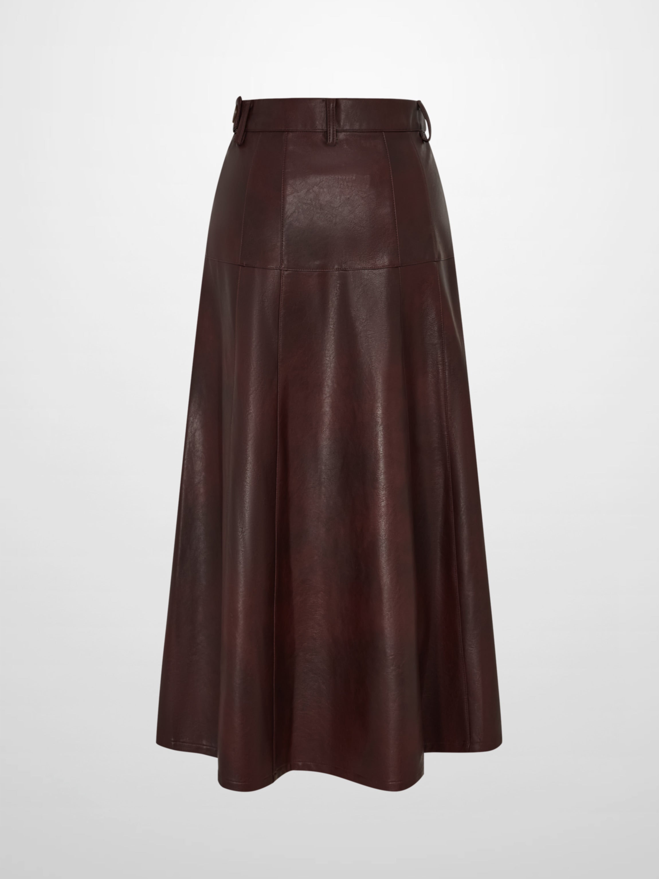 Smoked Faux Leather Skirt - Burgundy