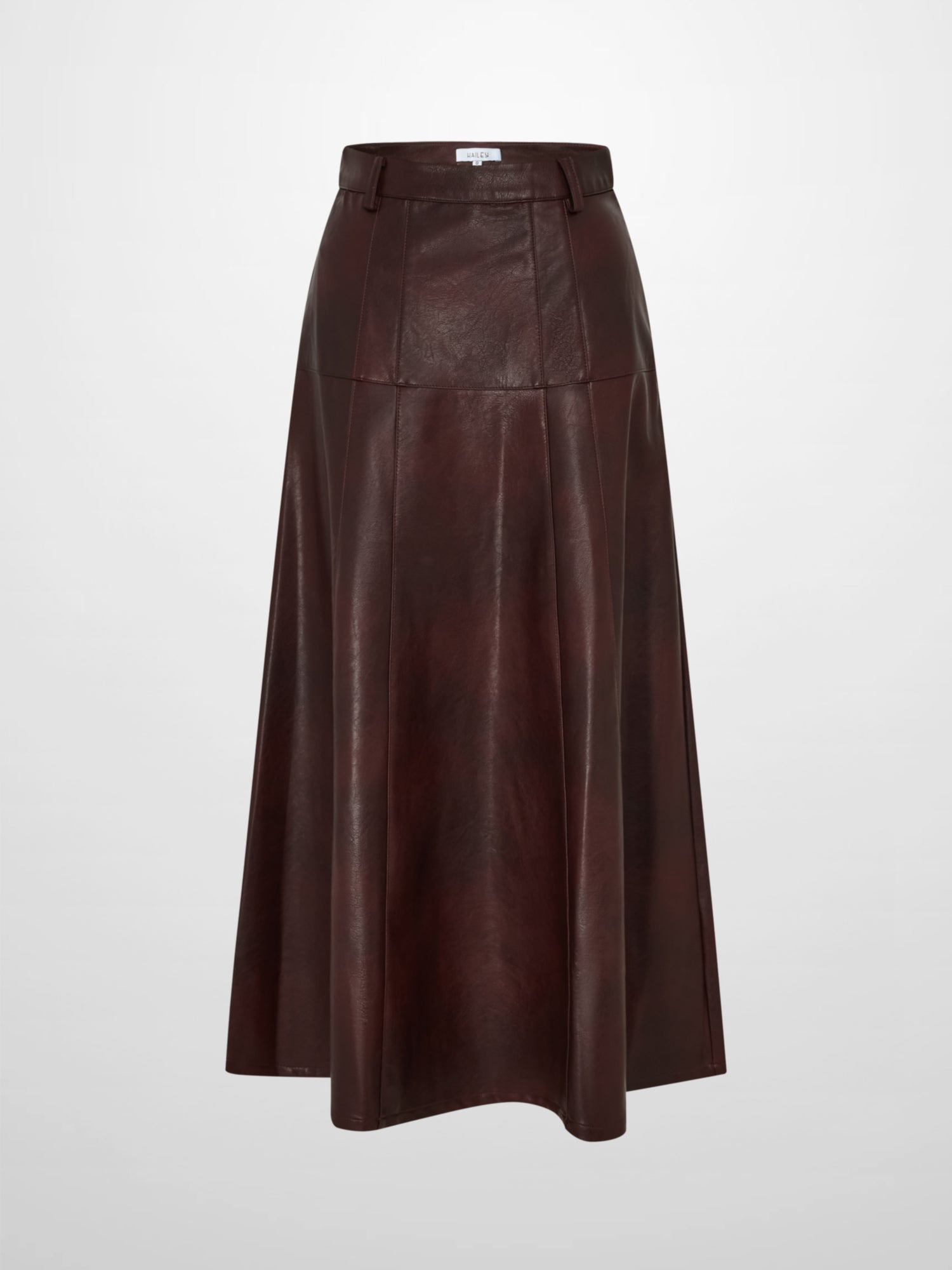 Smoked Faux Leather Skirt - Burgundy
