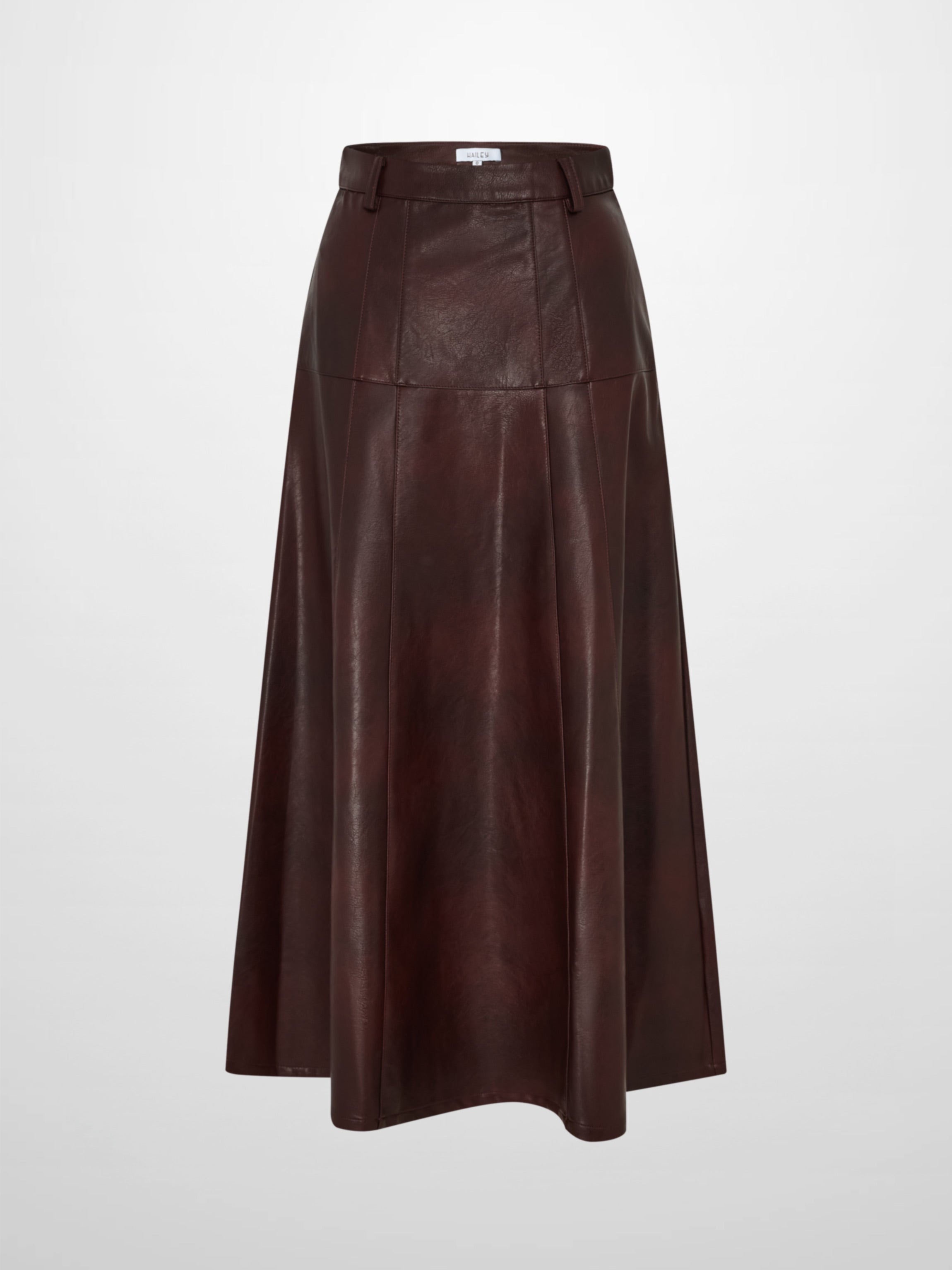 Smoked Faux Leather Skirt - Burgundy