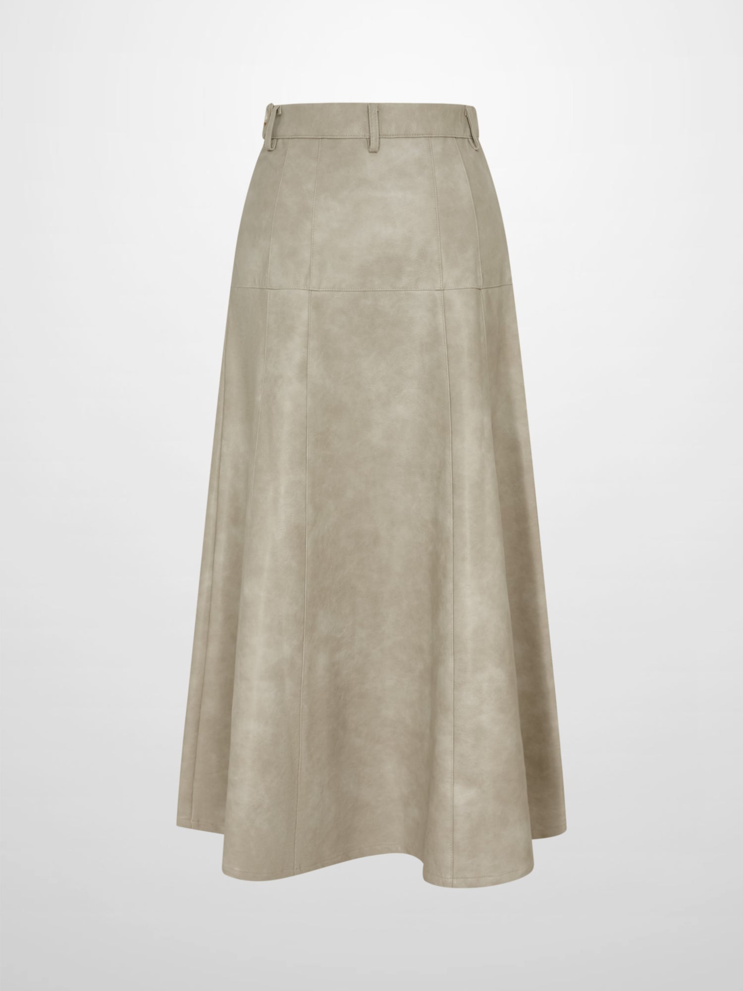 Smoked Faux Leather Skirt - Stone