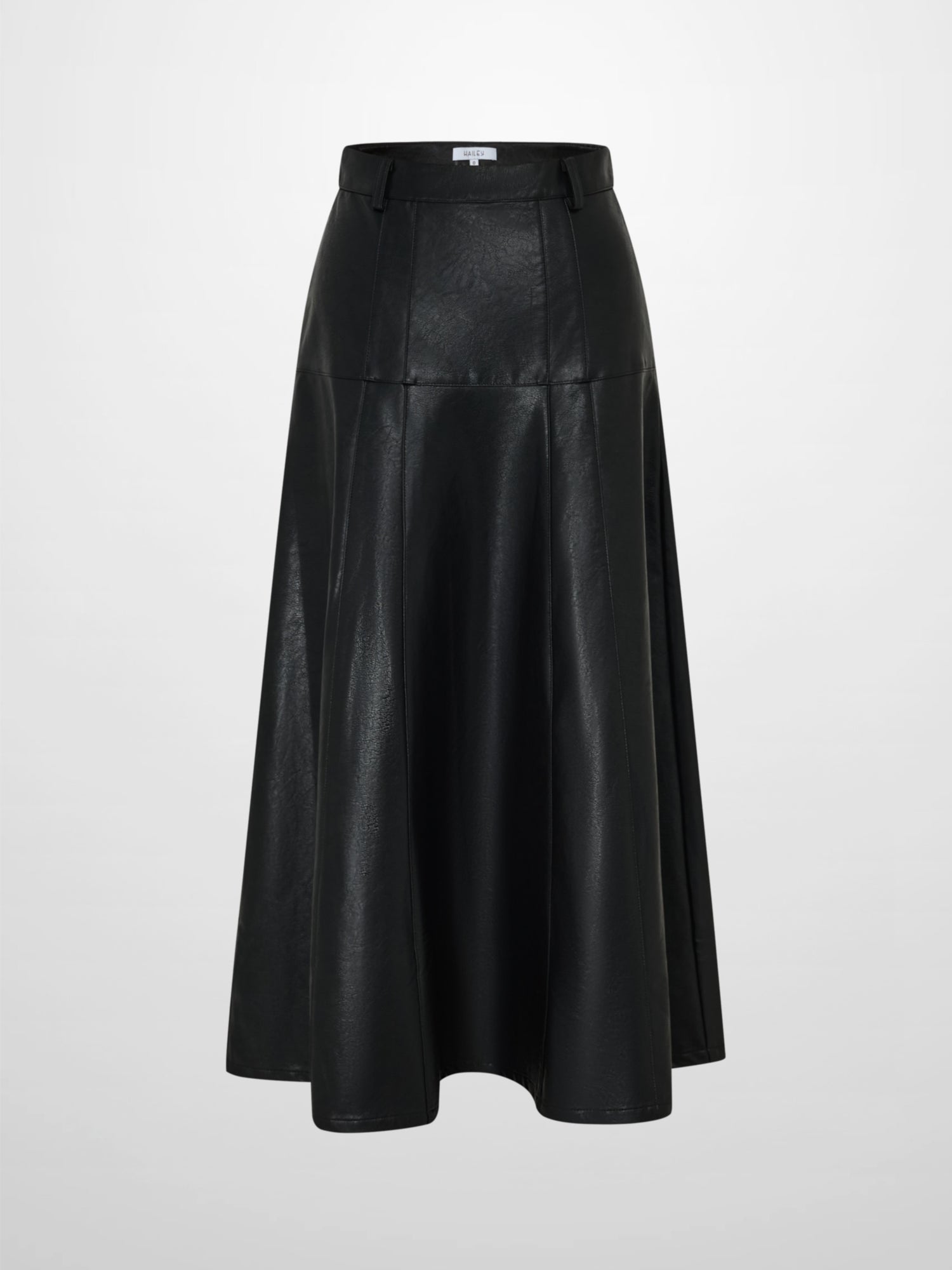 Smoked Faux Leather Skirt - Black