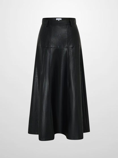 Smoked Faux Leather Skirt - Black