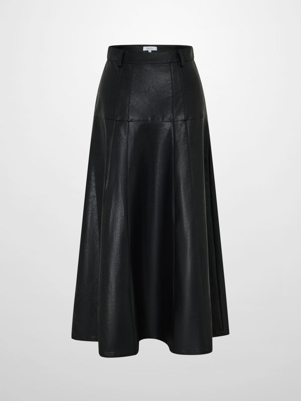 Smoked Faux Leather Skirt - Black