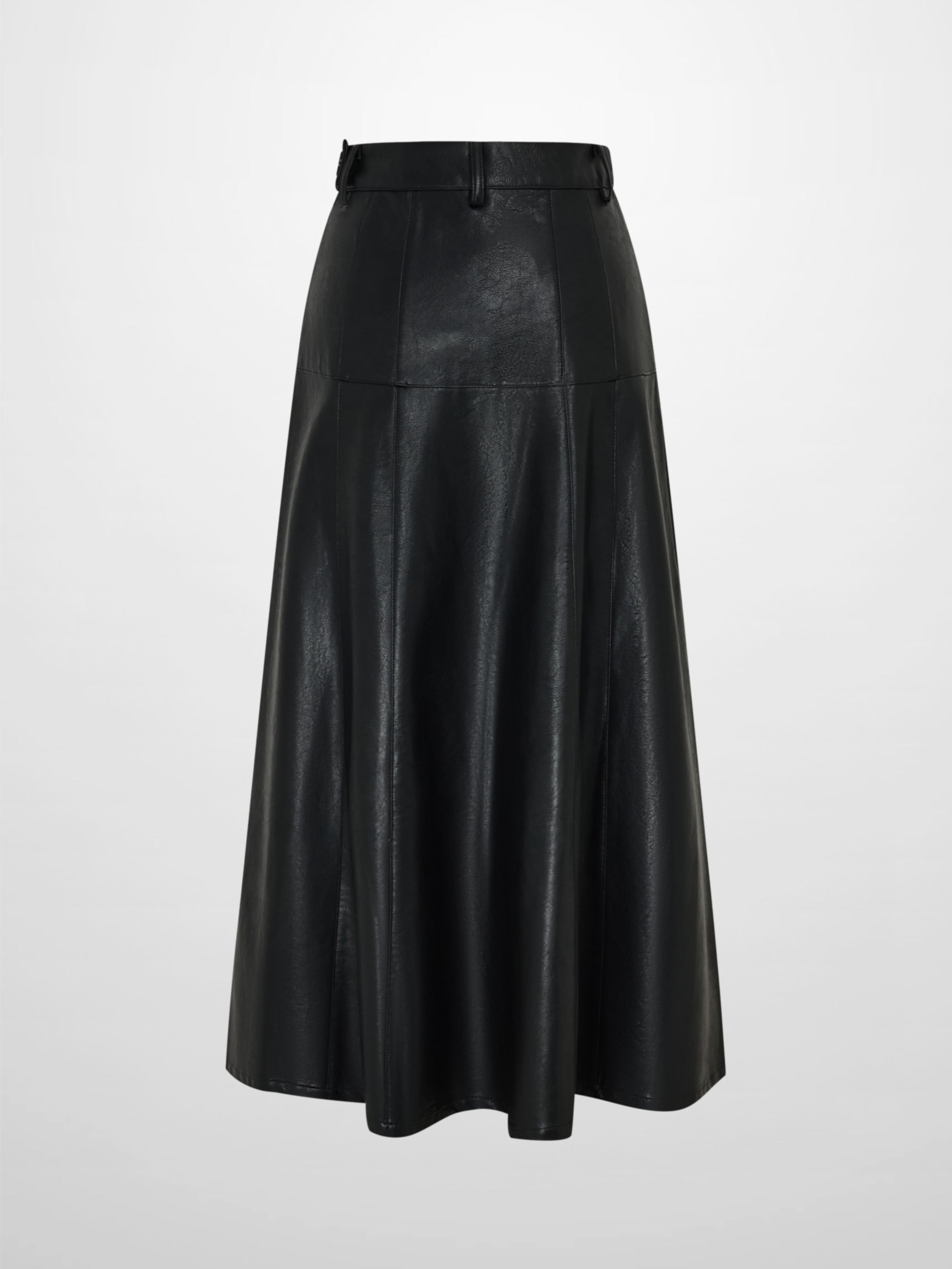 Smoked Faux Leather Skirt - Black