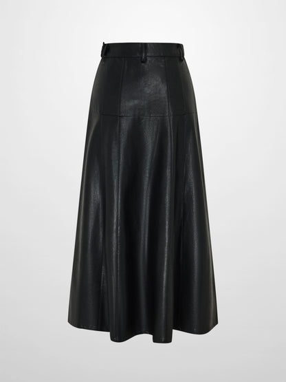 Smoked Faux Leather Skirt - Black