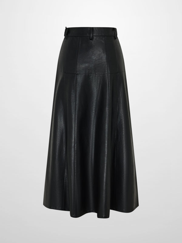 Smoked Faux Leather Skirt - Black