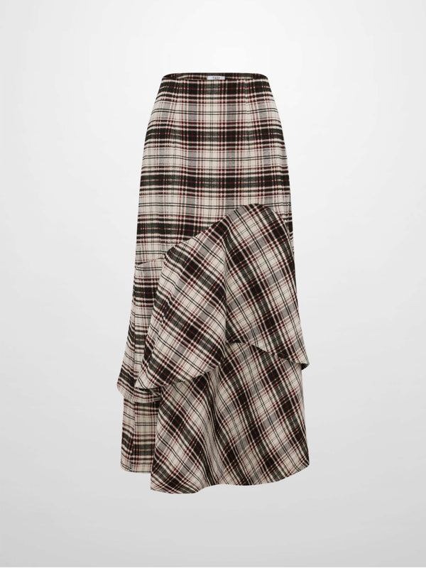 Double Layer Plaid Skirt - Red Plaid