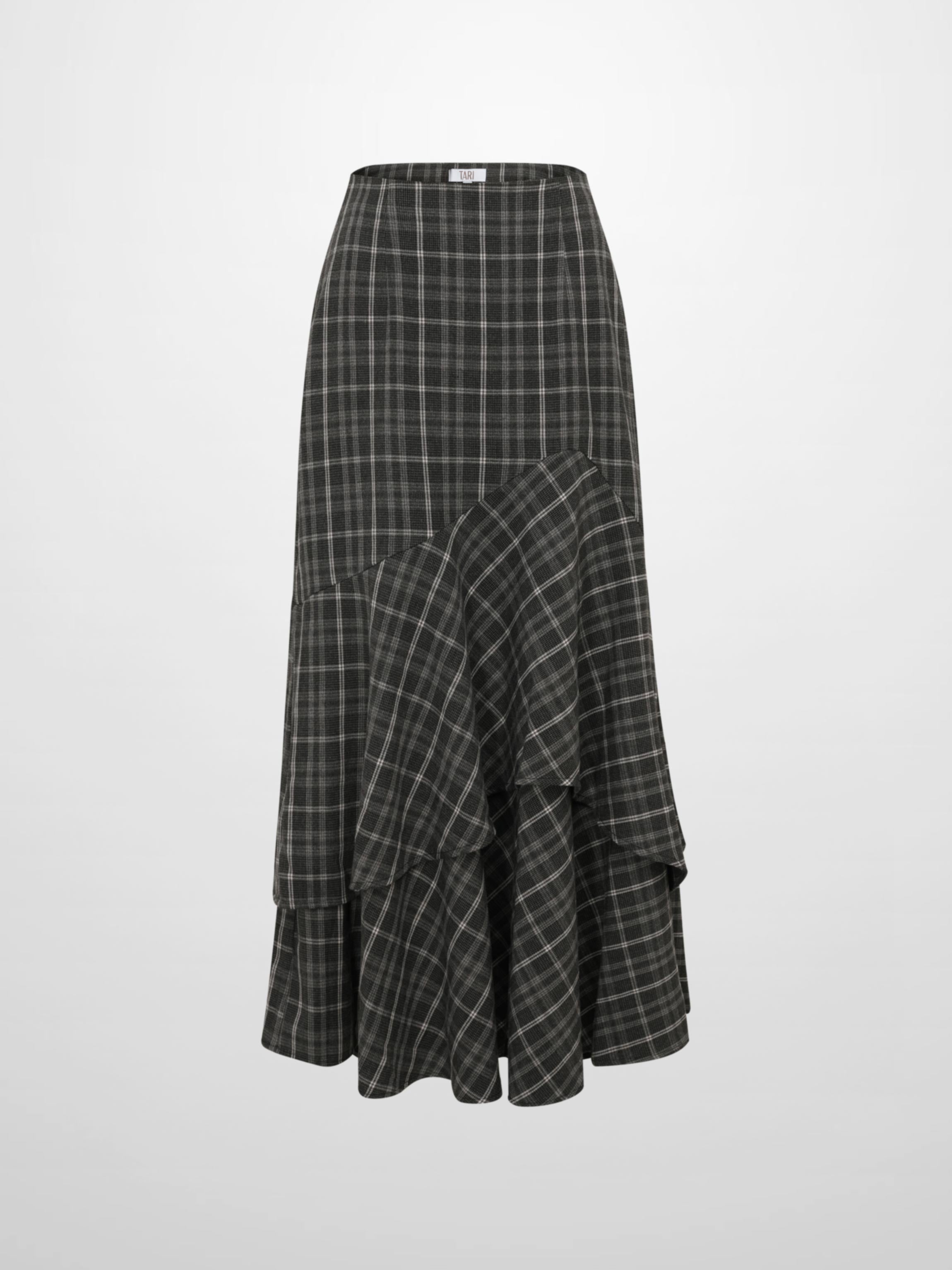 Double Layer Plaid Skirt - Grey Plaid