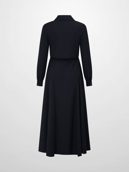 Cape Style Maxi Dress - Navy