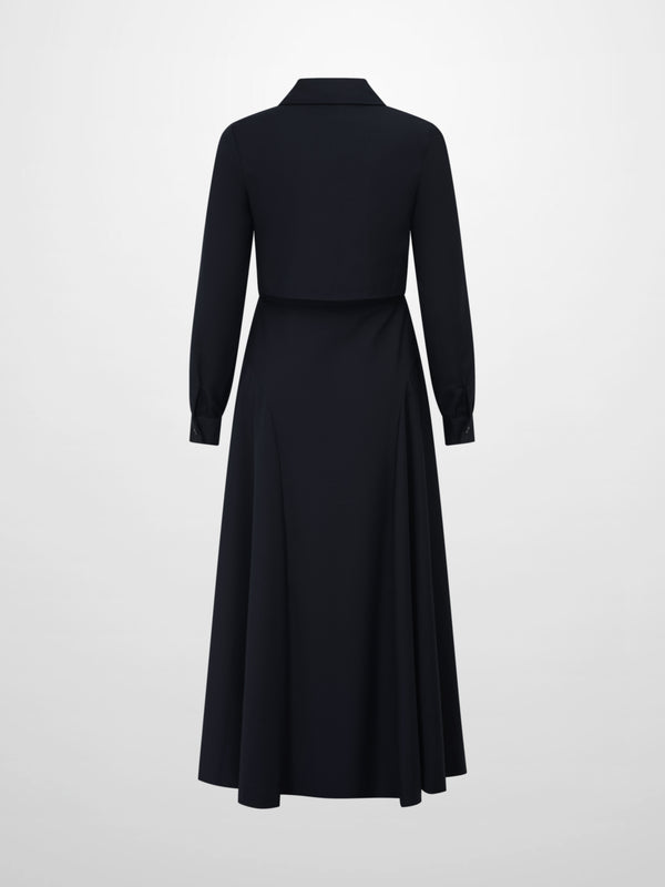 Cape Style Maxi Dress - Navy