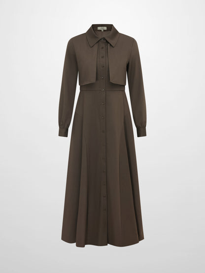 Cape Style Maxi Dress - Deep Olive