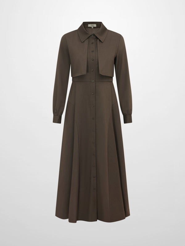 Cape Style Maxi Dress - Deep Olive