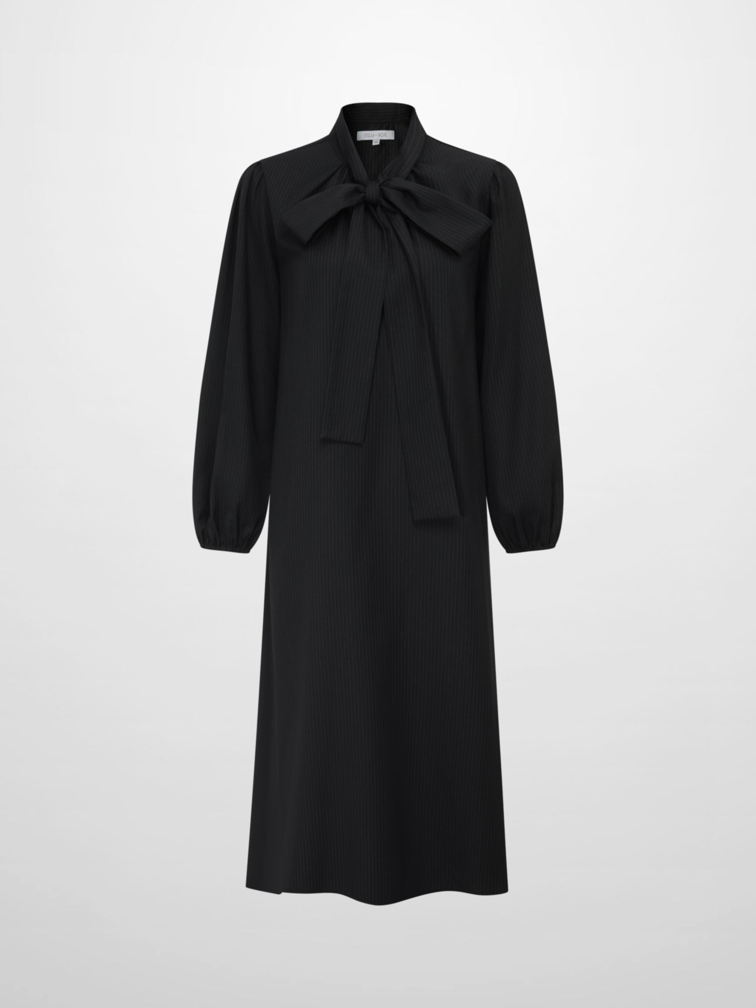 High Low Neck Tie Dress - Black/Blue