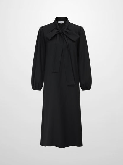 High Low Neck Tie Dress - Black/Blue