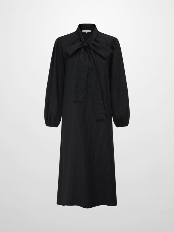 High Low Neck Tie Dress - Black/Blue