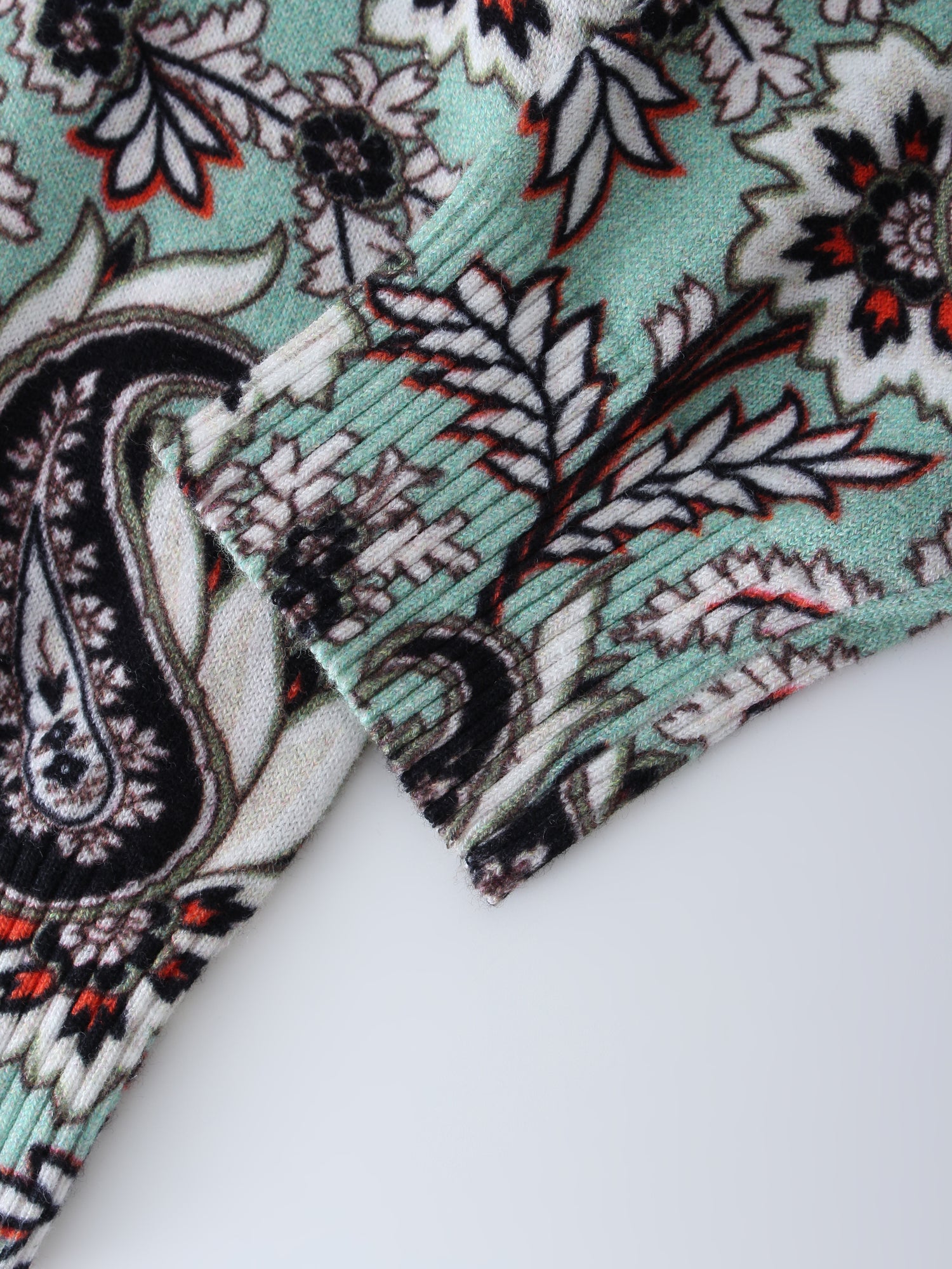 Printed Cardigan-Mint Paisley