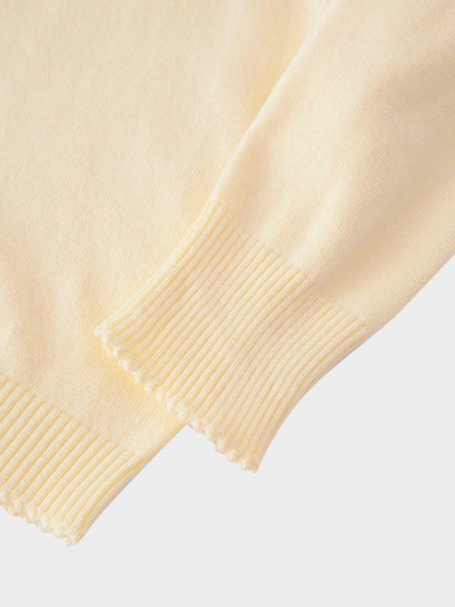 Trim Detail Crew Crop Cardigan-Yellow