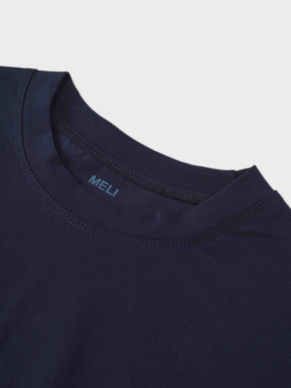 Cropped Boxy Tee-Navy