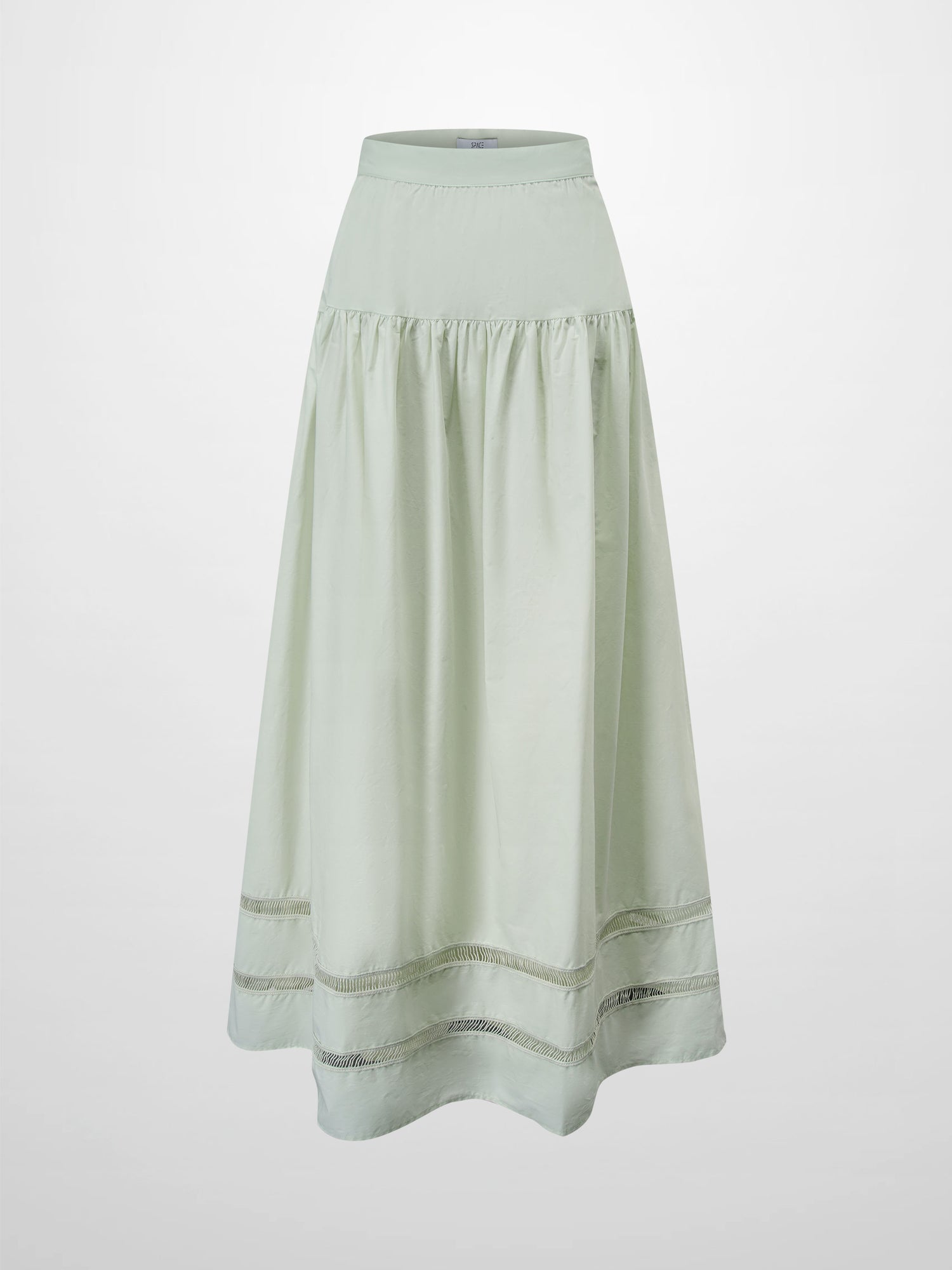 Border Cut Out Yoke Skirt-Mint