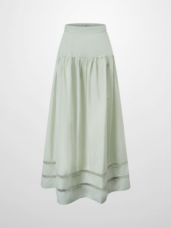 Border Cut Out Yoke Skirt-Mint