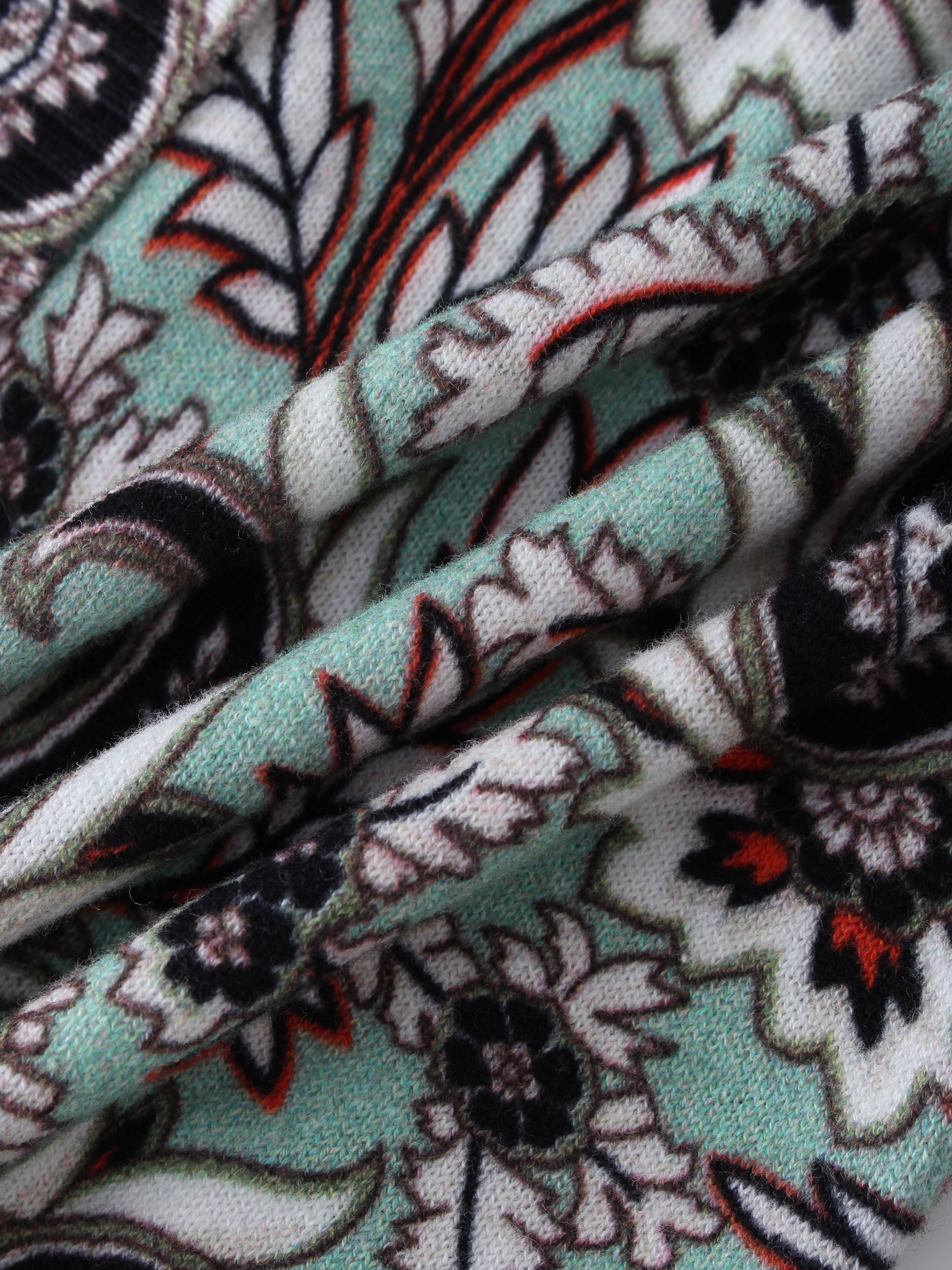 Printed Cardigan-Mint Paisley