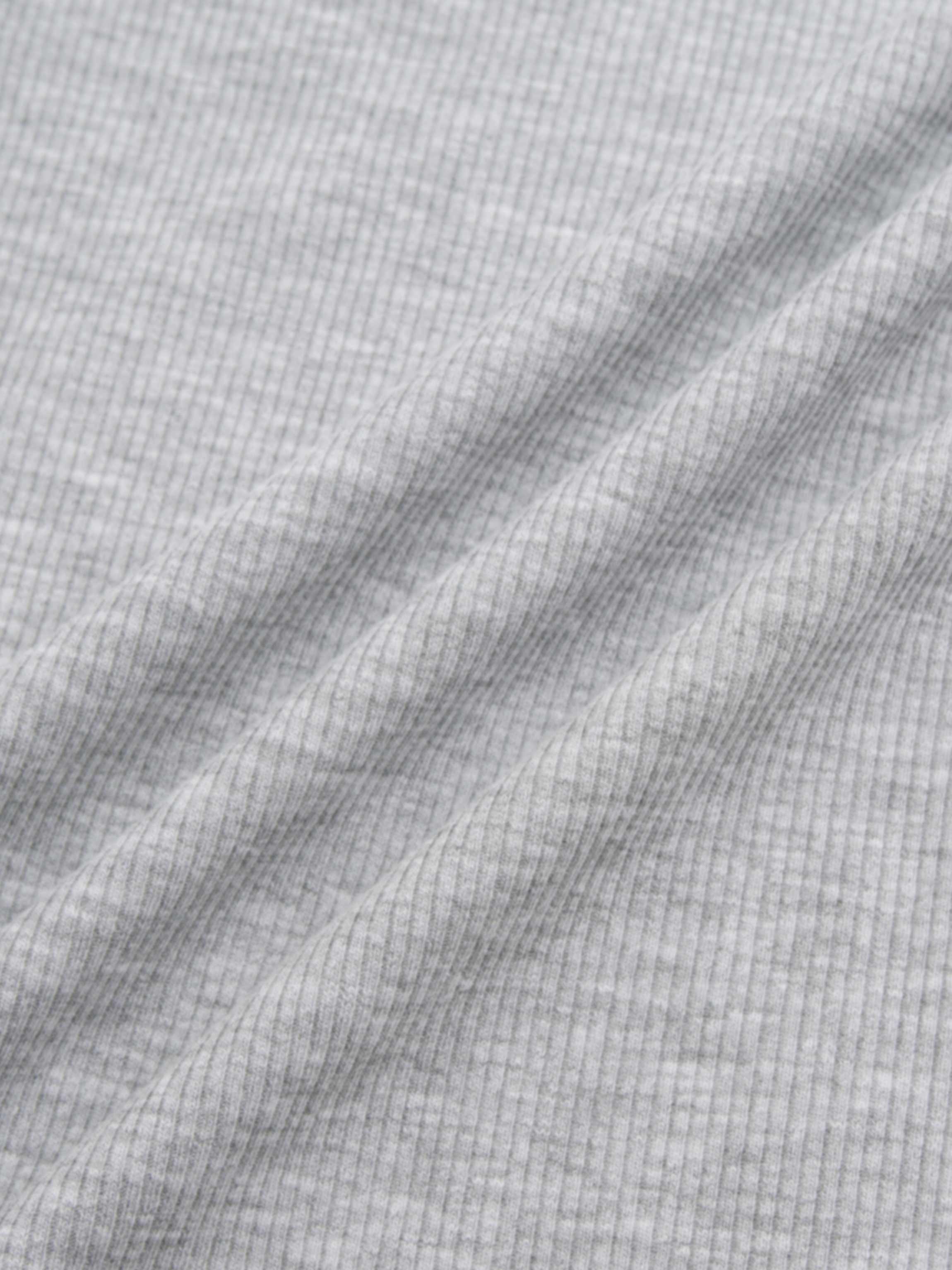 Ribbed Half Zip Hoodie Tee-Grey