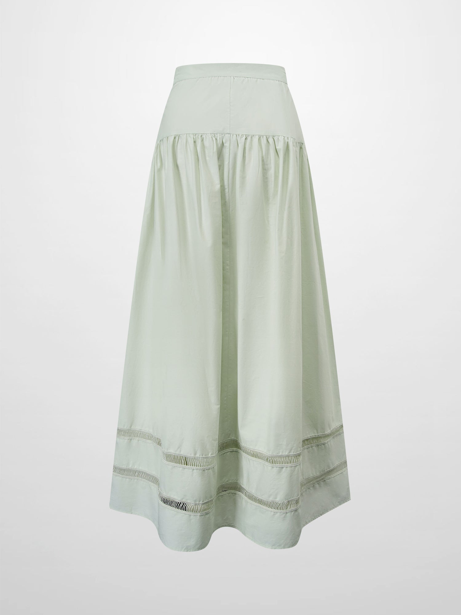 Border Cut Out Yoke Skirt-Mint