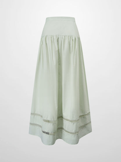 Border Cut Out Yoke Skirt-Mint