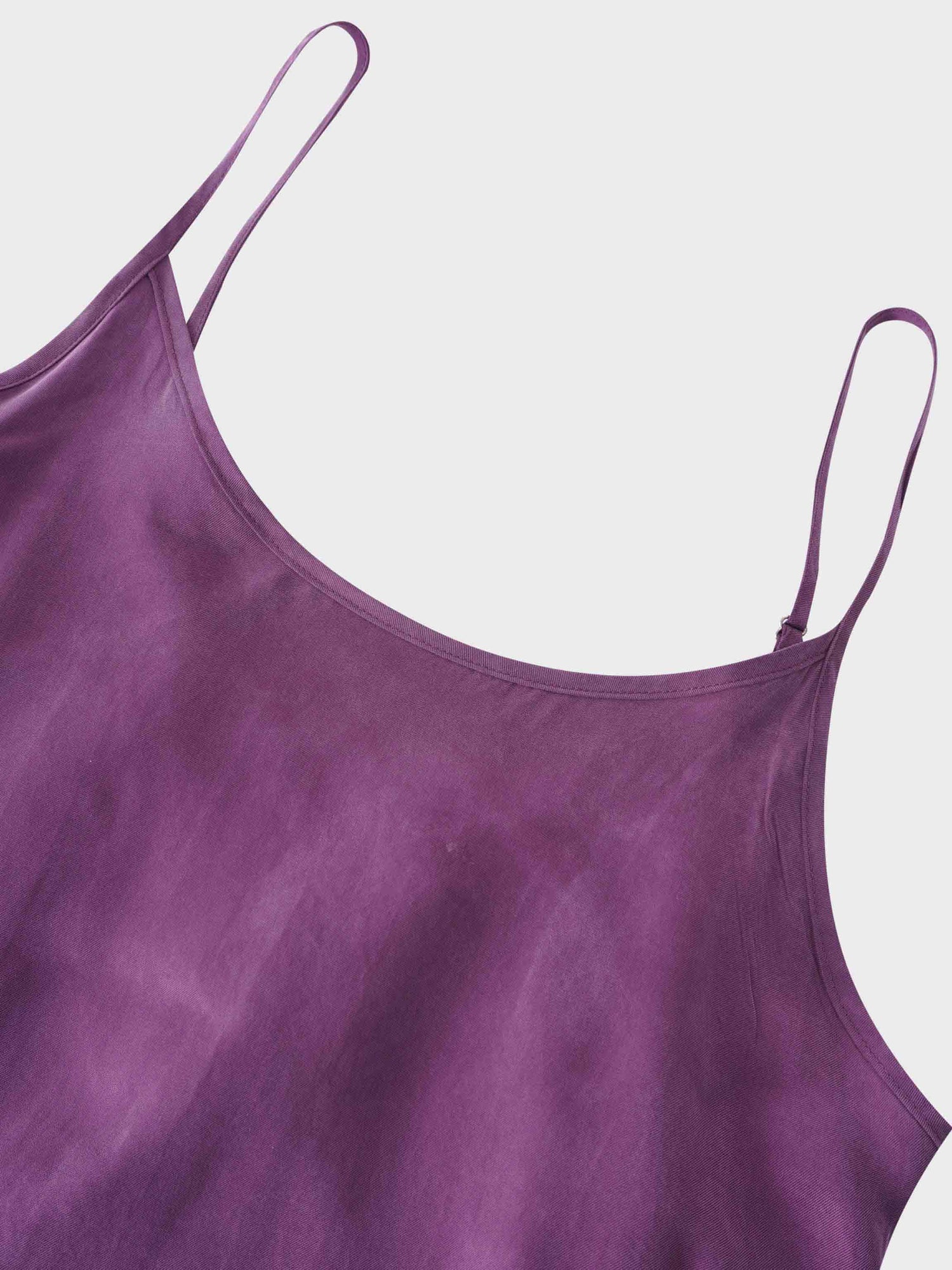 Cupro Crew Neck Slip Dress-Eggplant