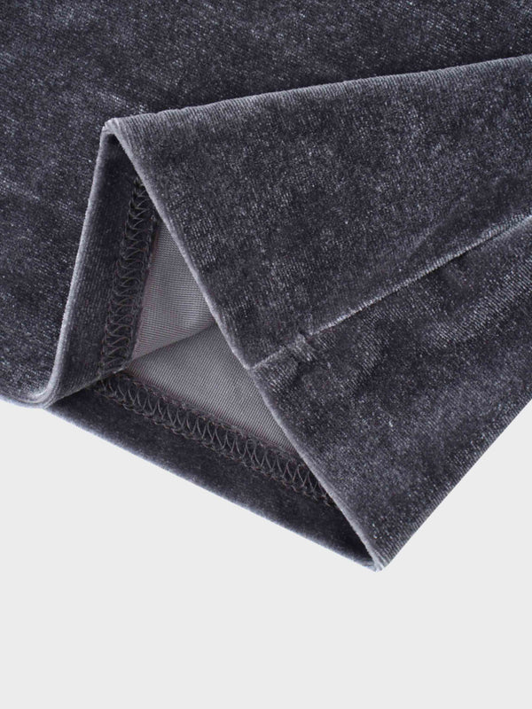 Velour Mock Neck Turtleneck-Grey