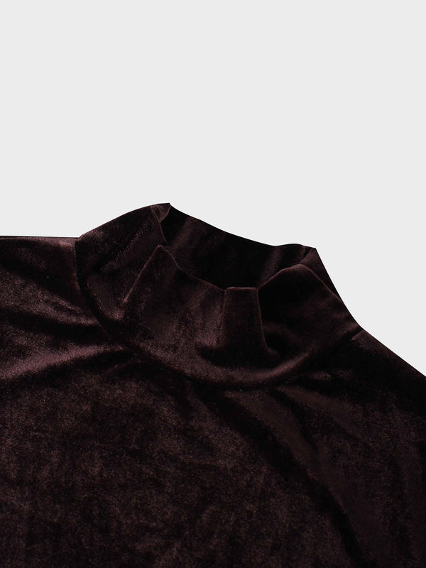 Brown Velour Mock Neck Turtleneck