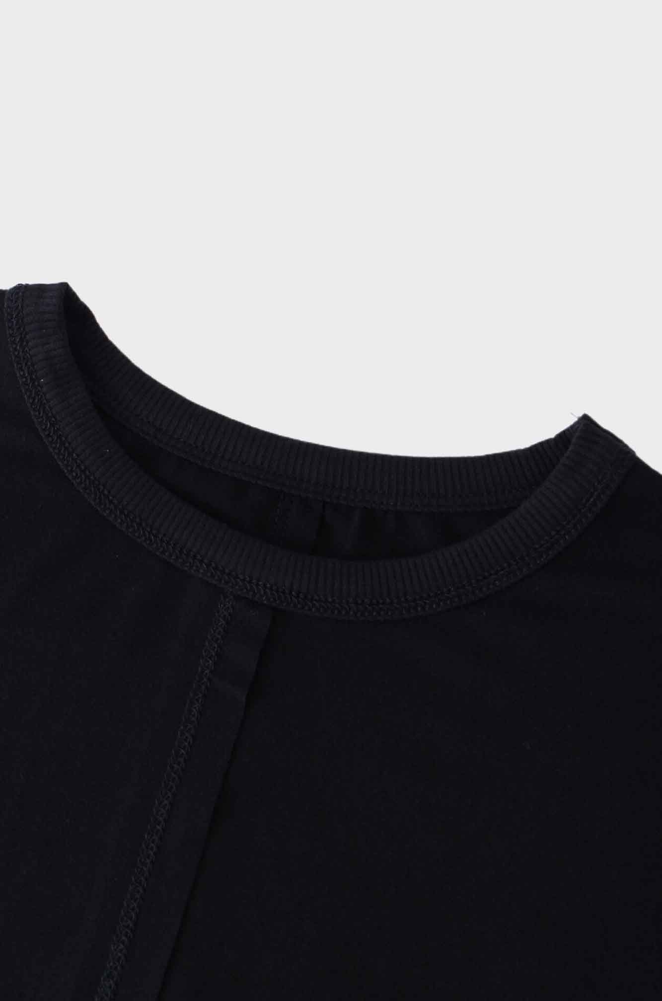 RIBBED BOTTOM T-SHIRT-BLACK