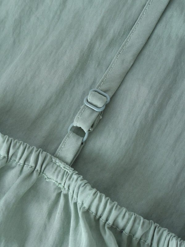 Crinkle Cotton Slip Dress-Sage