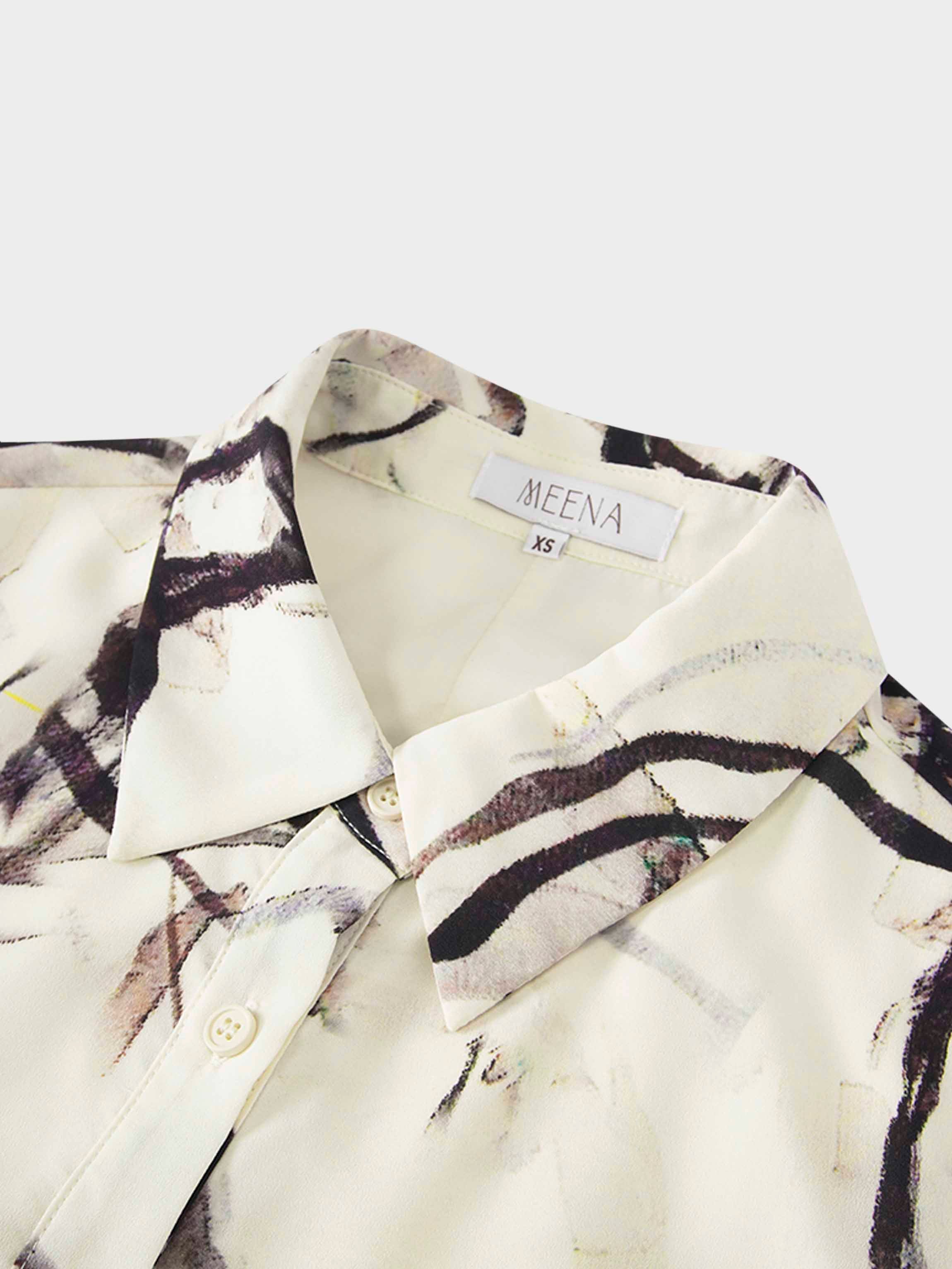 Front Shirred Shirtdress-Cream Floral