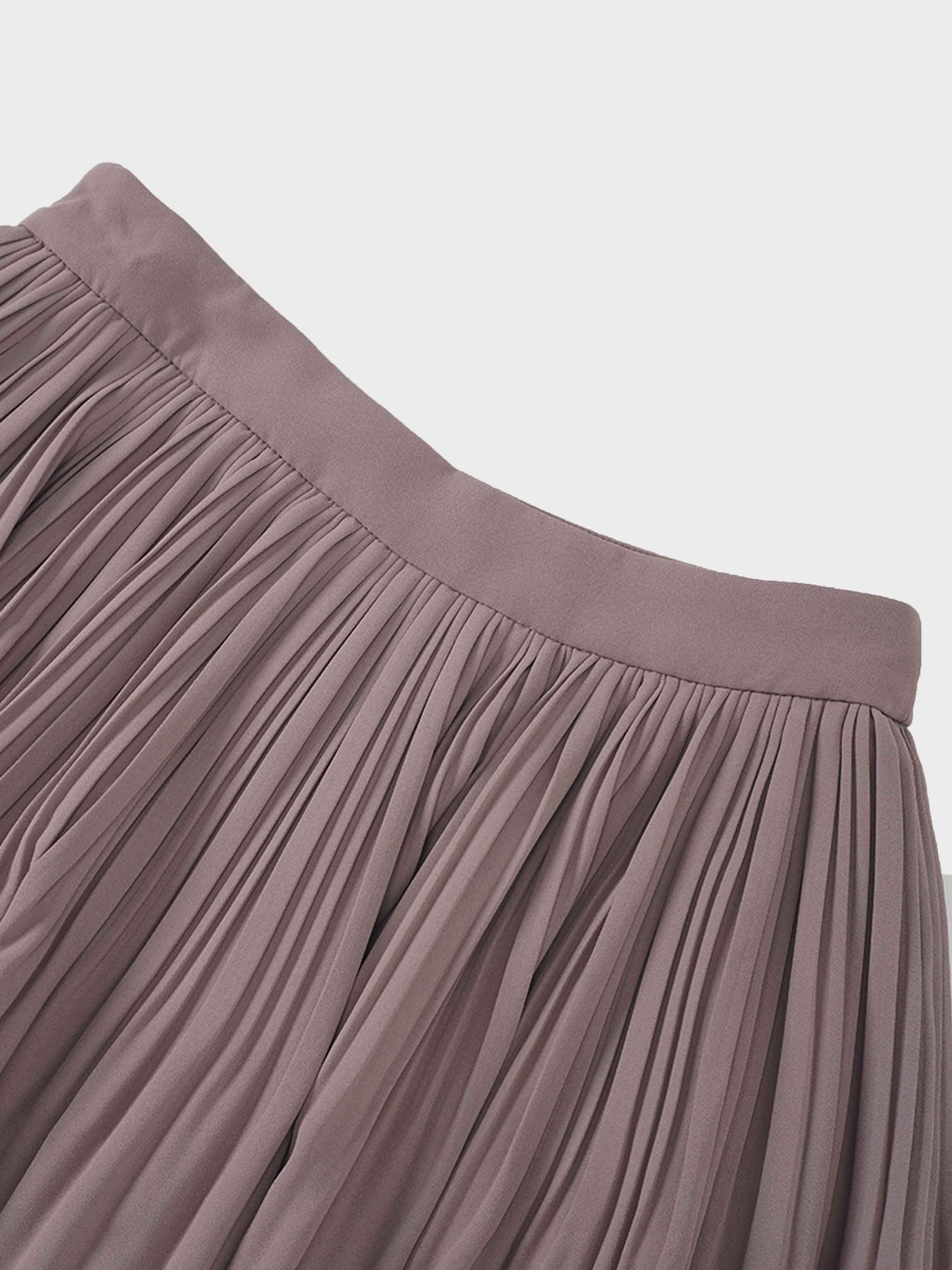 Pleated Layer Skirt 37&quot;-Mocha Mousse