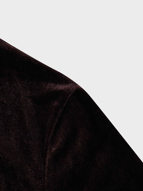 Brown Velour Mock Neck Turtleneck