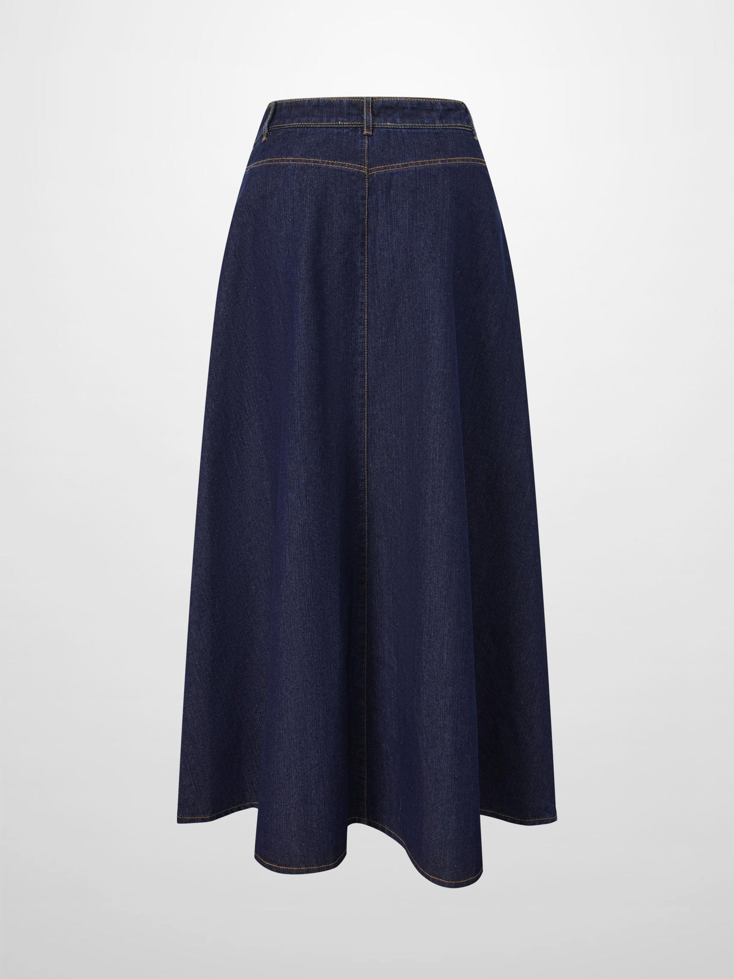 Stitched Design Denim Skirt-Dark Blue