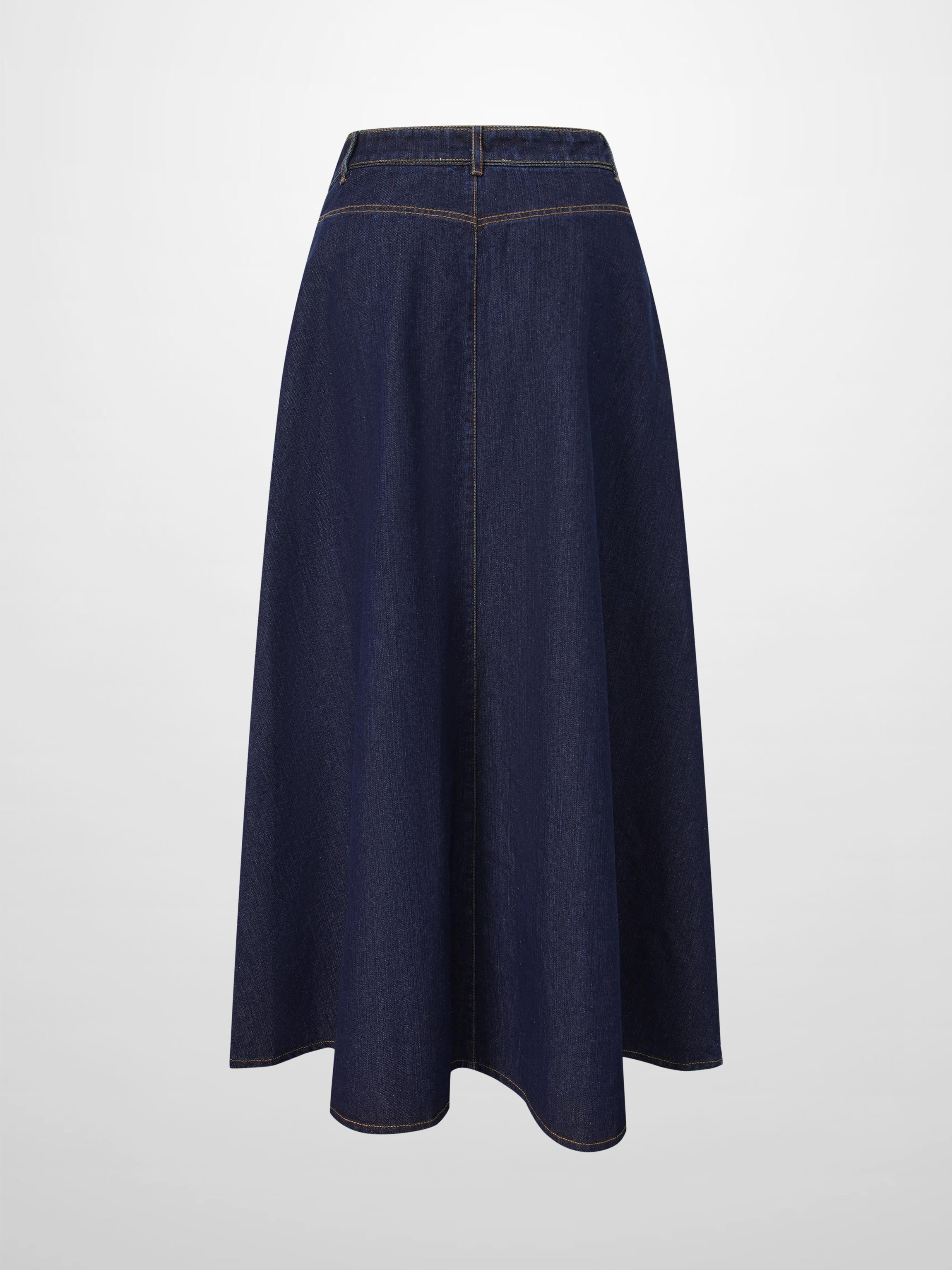 Stitched Design Denim Skirt-Dark Blue