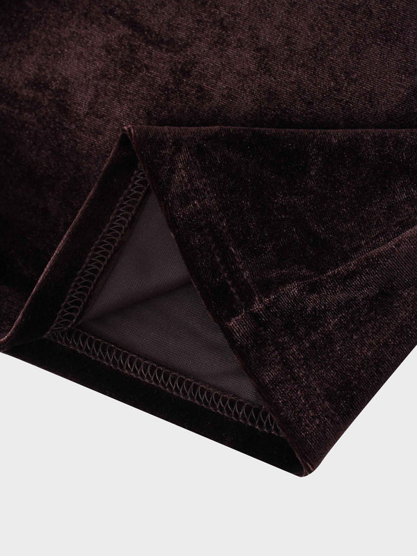 Brown Velour Mock Neck Turtleneck