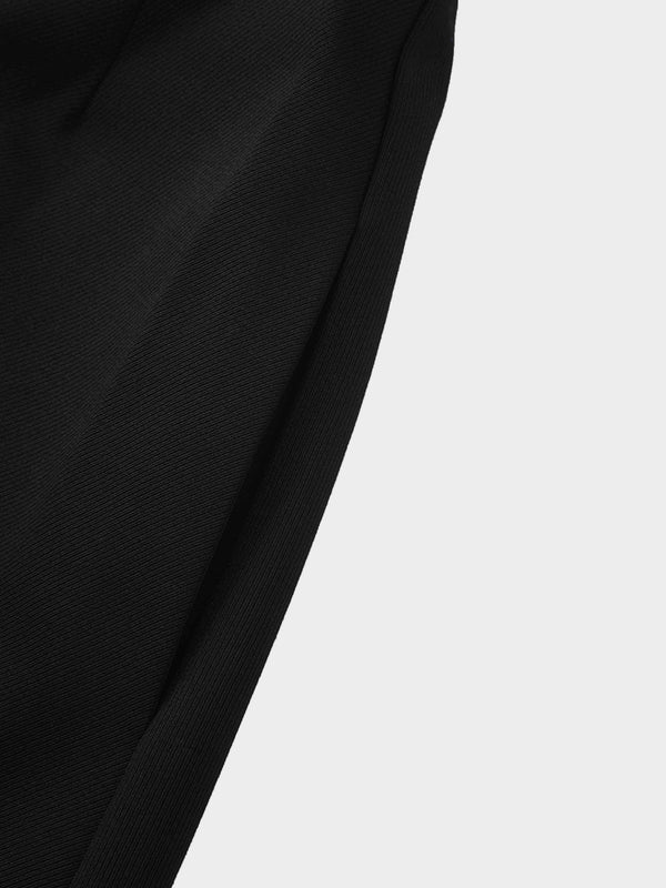 Top Pleat Wool Blend Midi Skirt-Black