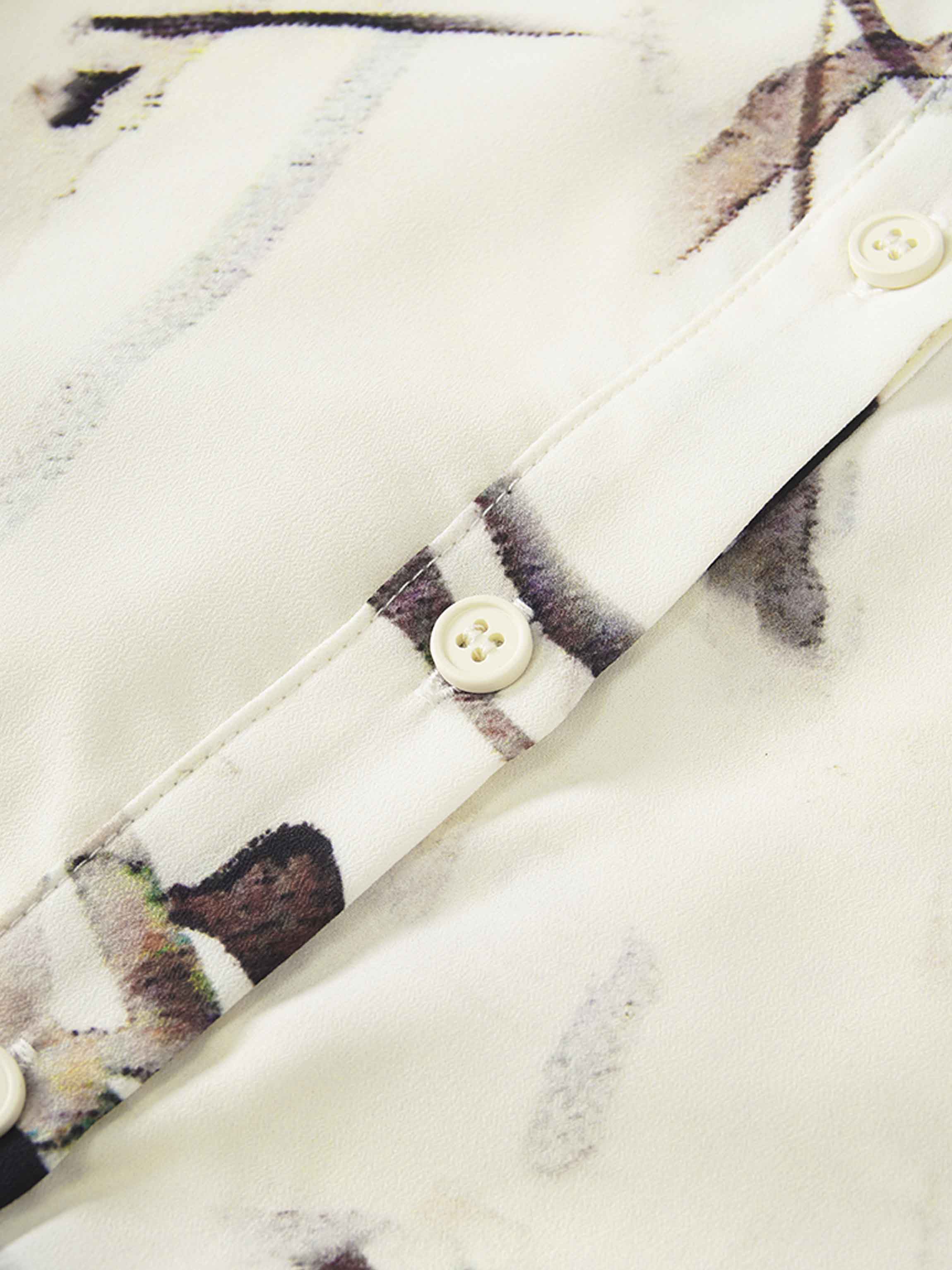 Front Shirred Shirtdress-Cream Floral