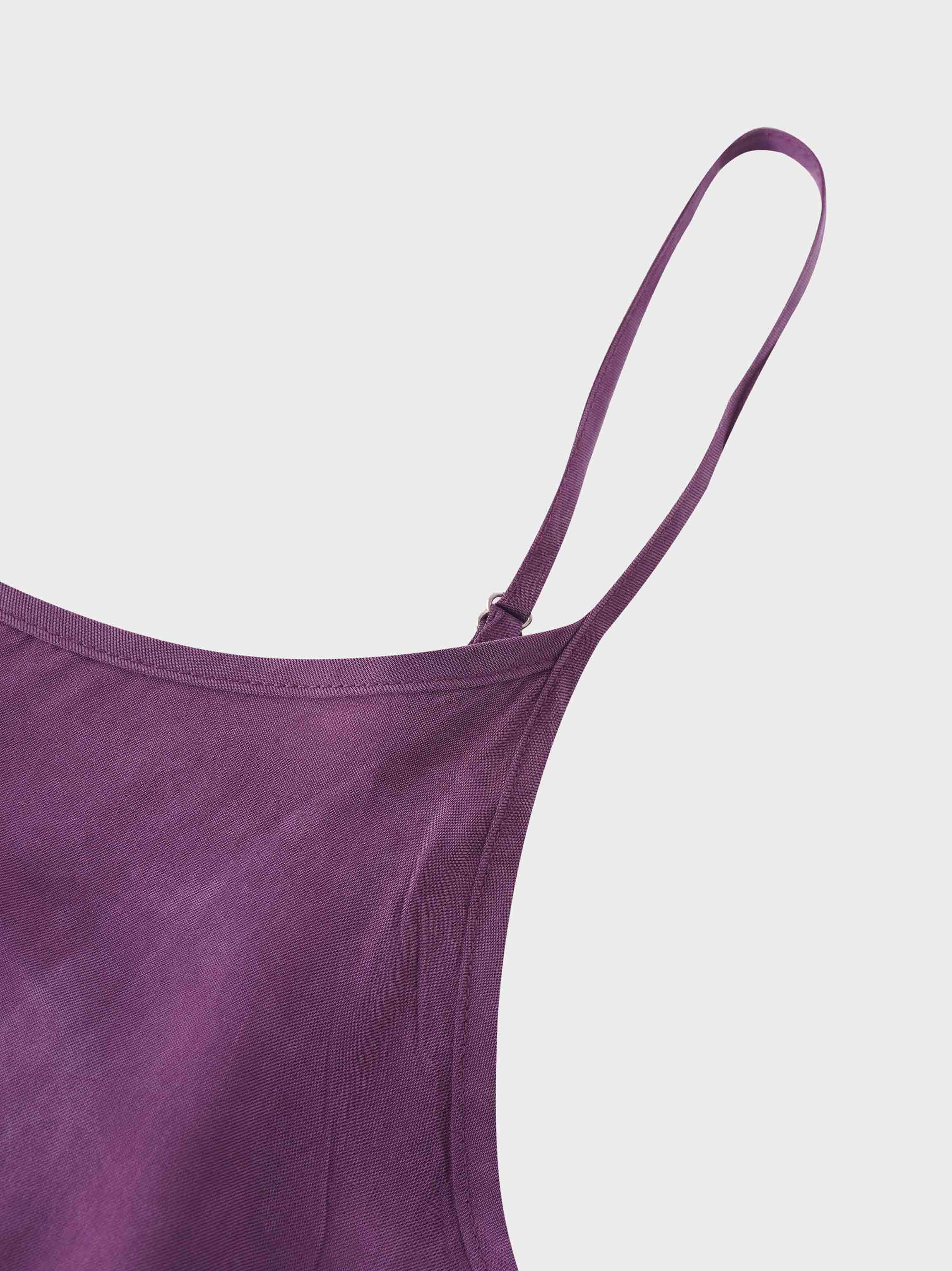 Cupro Crew Neck Slip Dress-Eggplant