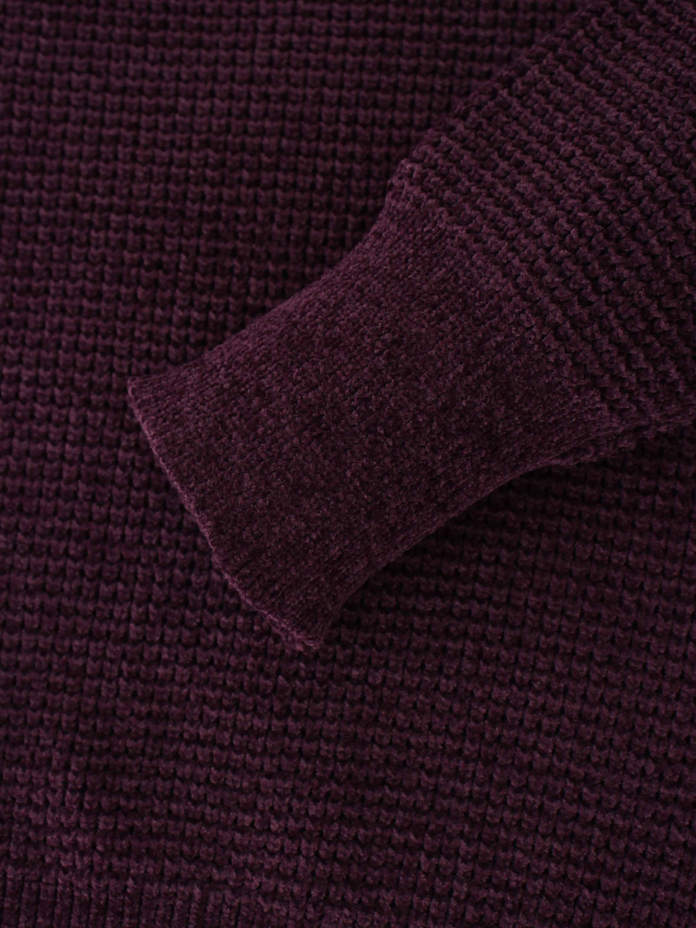 Chenille Waffle Sweater-Plum